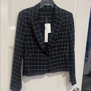 DREW Black and White Checkered Blazer